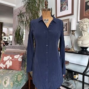 EQUIPMENT Navy 100% Silk Shirt Dress